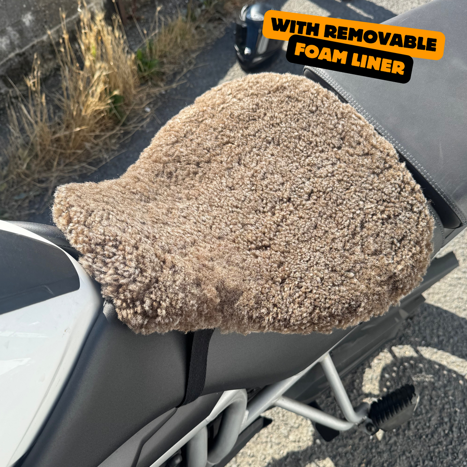 ComfortCraft 'The Nomad-Lite' – Curled Sheepskin Motorcycle Seat Pad (Low-Profile Edition)