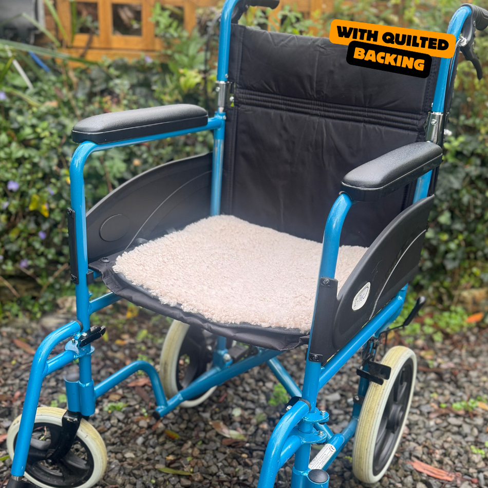 Short Wool Sheepskin Wheelchair Pads with Backing 40cm