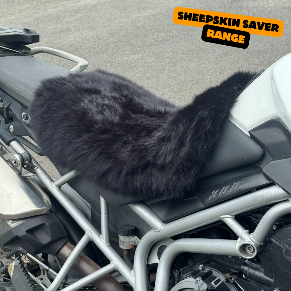 Sheepskin Saver 'The Enigma' Dual Sport Motorcycle Long Wool Sheepskin Seat Pad