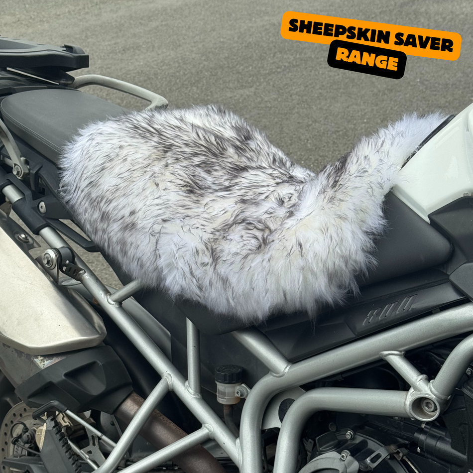 Sheepskin Saver 'The Enigma' Dual Sport Motorcycle Long Wool Sheepskin Seat Pad