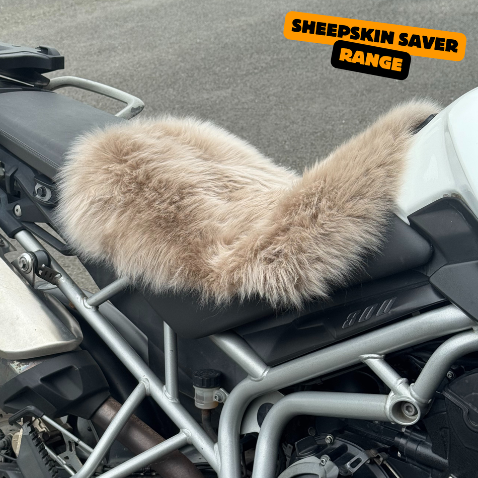 Sheepskin Saver 'The Enigma' Dual Sport Motorcycle Long Wool Sheepskin Seat Pad