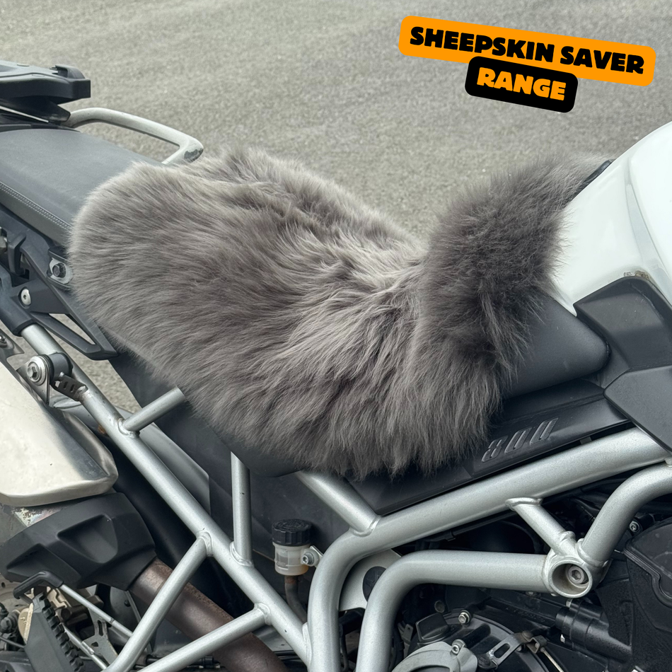 Sheepskin Saver 'The Enigma' Dual Sport Motorcycle Long Wool Sheepskin Seat Pad