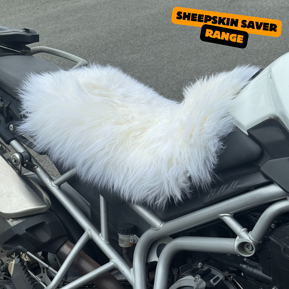 Sheepskin Saver 'The Enigma' Dual Sport Motorcycle Long Wool Sheepskin Seat Pad