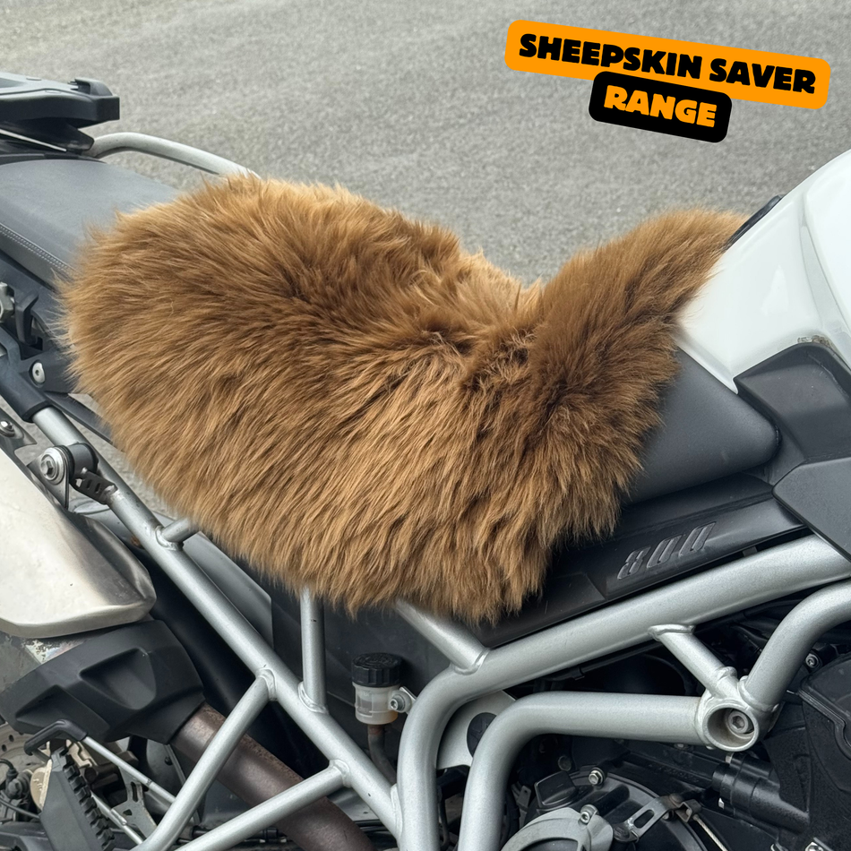 Sheepskin Saver 'The Enigma' Dual Sport Motorcycle Long Wool Sheepskin Seat Pad