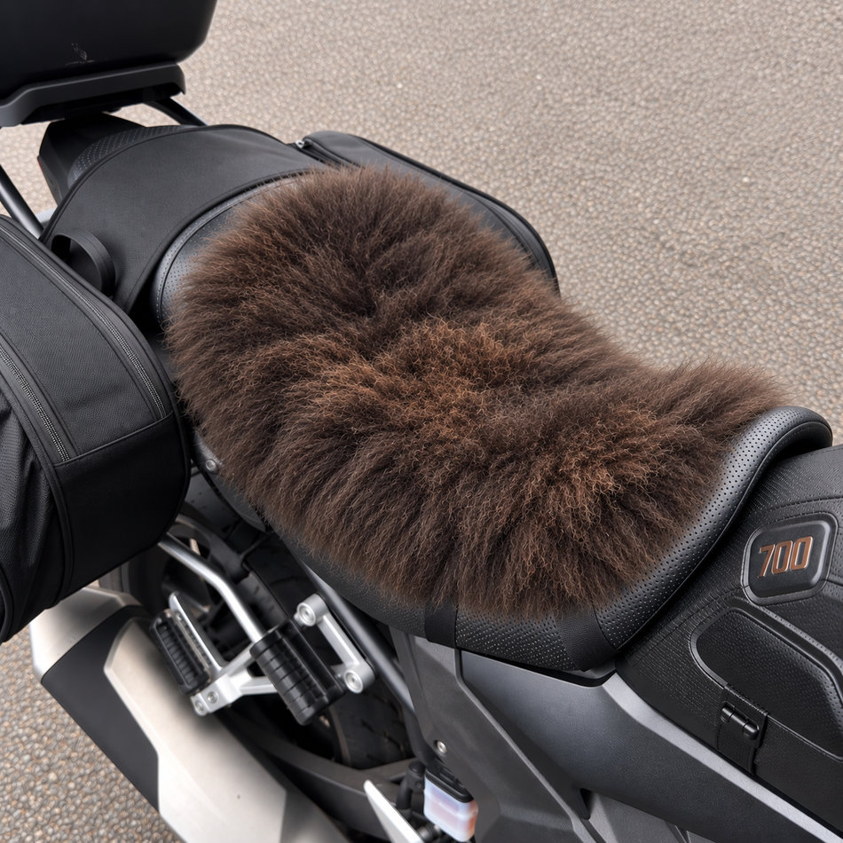 'The Summit' Wide Multi Model Motorcycle Long Wool Sheepskin Seat Pad