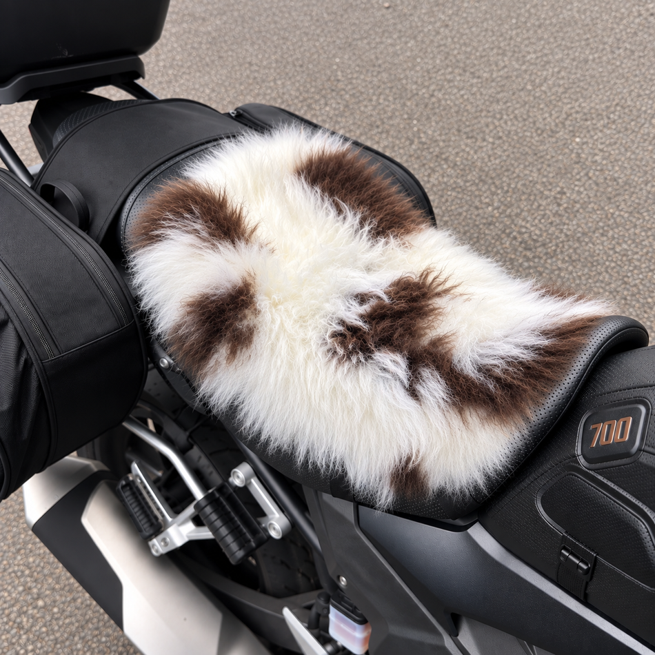 'The Summit' Wide Multi Model Motorcycle Long Wool Sheepskin Seat Pad