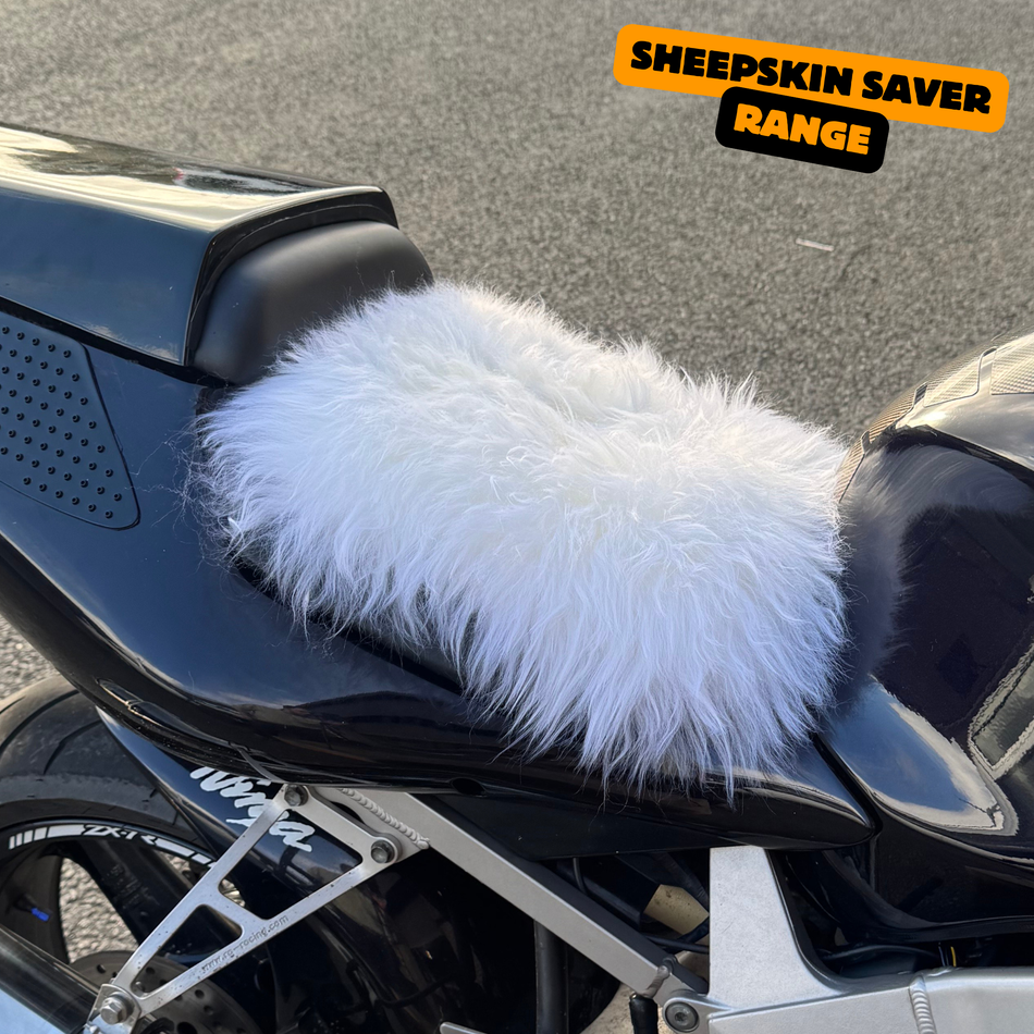 Sheepskin Saver 'The Universal' Long Wool Sheepskin Motorcycle Seat Pad