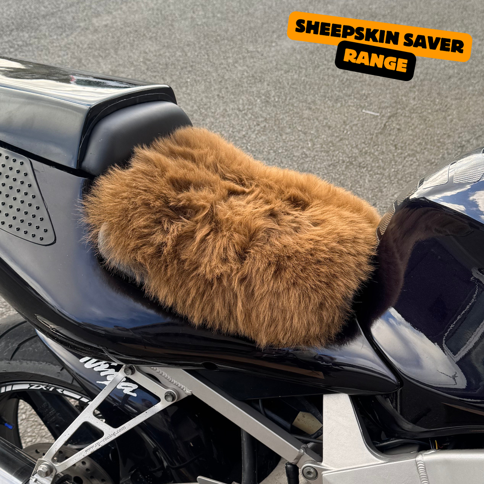 Sheepskin Saver 'The Universal' Long Wool Sheepskin Motorcycle Seat Pad