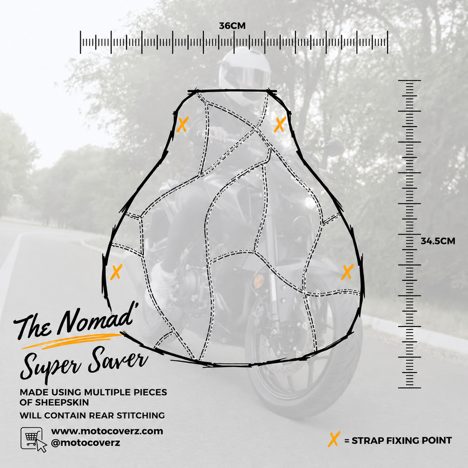 Super Sheepskin Saver 'The Nomad' Adventure Motorcycle Long Wool Sheepskin Seat Pad - Black Only
