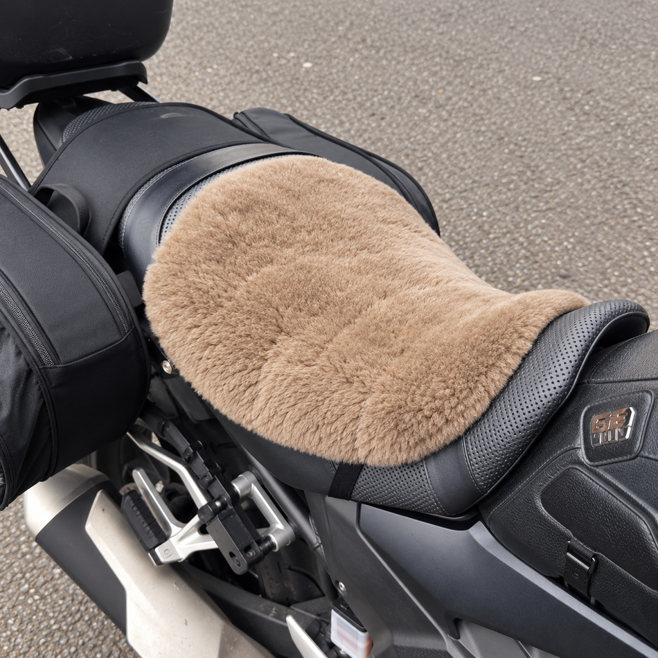 'The Summit' Wide Multi Model Motorcycle Short Wool Sheepskin Seat Pad